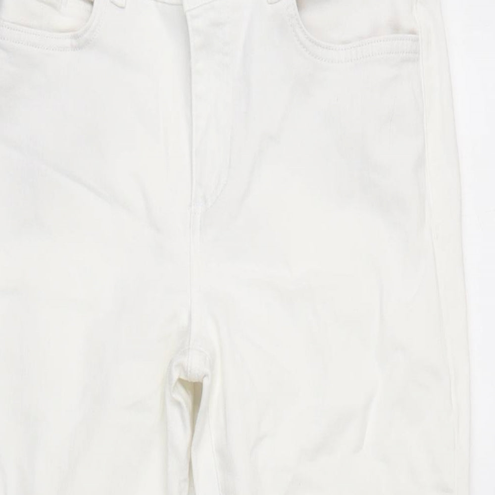 White Stuff Womens White Cotton Blend Straight Jeans Size 8 L25 in Regular Zip