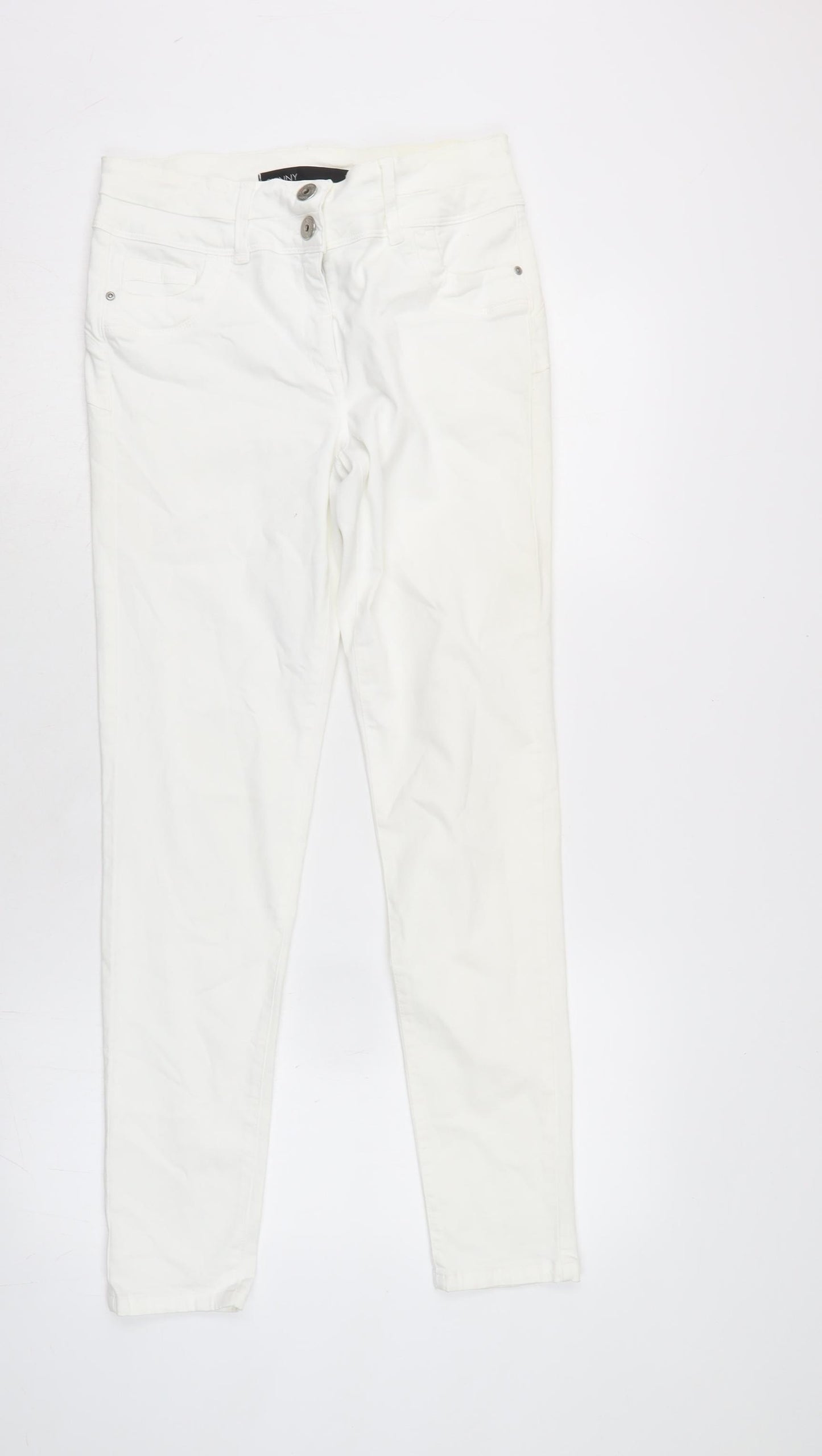 NEXT Womens White Cotton Blend Skinny Jeans Size 10 L29.5 in Regular Zip