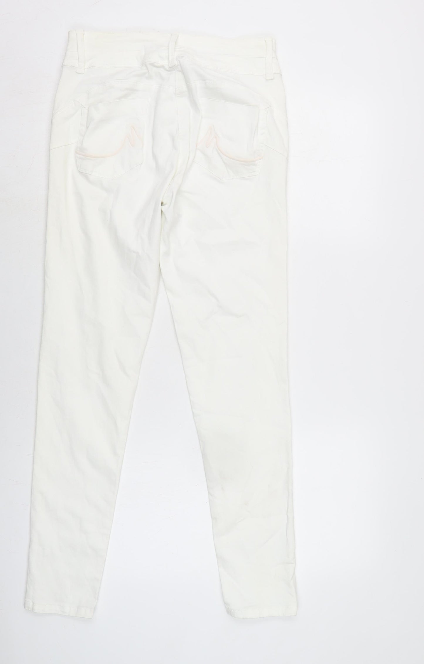 NEXT Womens White Cotton Blend Skinny Jeans Size 10 L29.5 in Regular Zip