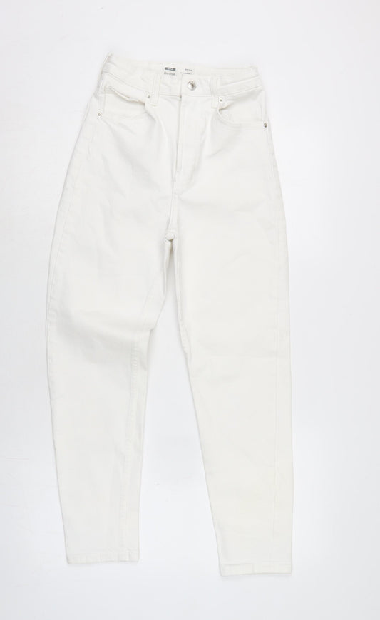 Berksha Womens White Cotton Blend Straight Jeans Size 8 L25 in Regular Zip