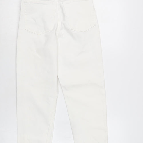 Berksha Womens White Cotton Blend Straight Jeans Size 8 L25 in Regular Zip