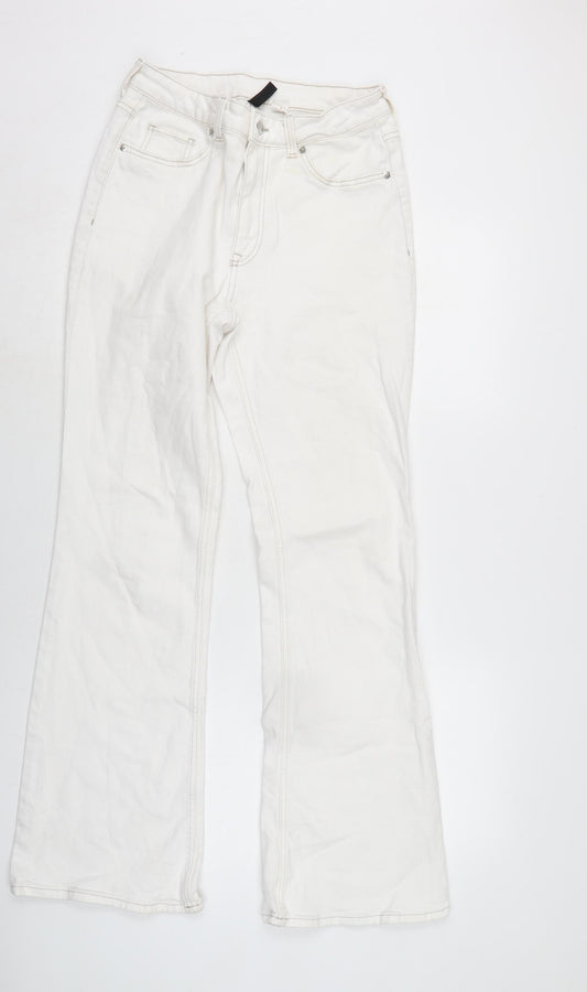 Divided Womens White Cotton Blend Bootcut Jeans Size 12 L31 in Regular Zip