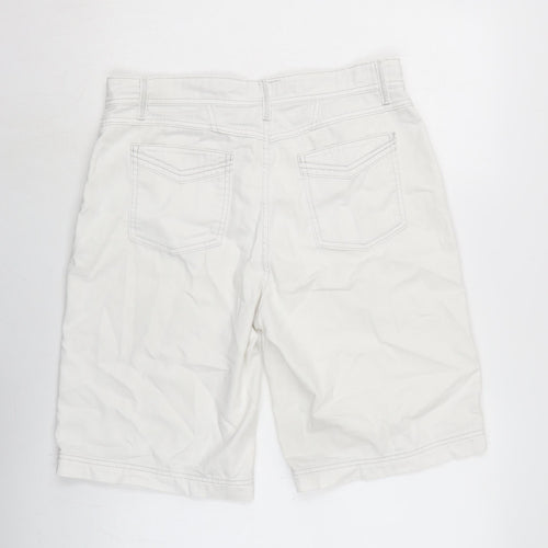 Per Una Womens White Cotton Bermuda Shorts Size 14 L11 in Regular Zip