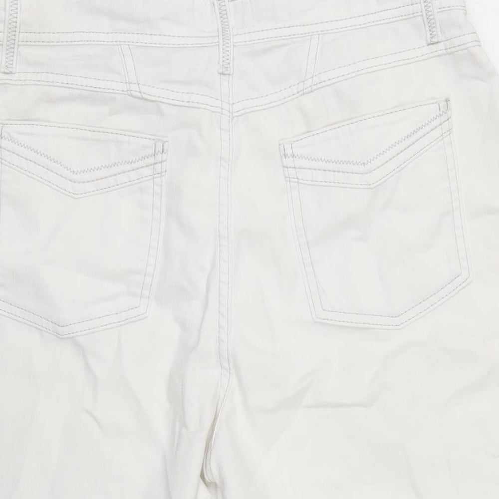 Per Una Womens White Cotton Bermuda Shorts Size 14 L11 in Regular Zip