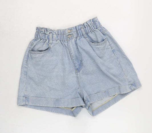 New Look Womens Blue Cotton Basic Shorts Size 14 Regular Zip