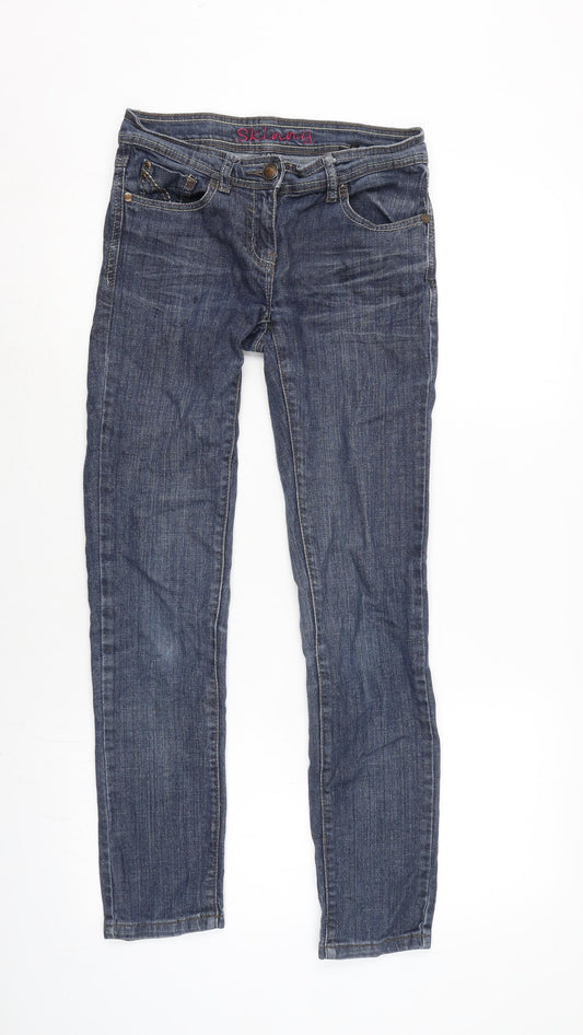 NEXT Womens Blue Cotton Blend Skinny Jeans Size 6 L29 in Regular Zip