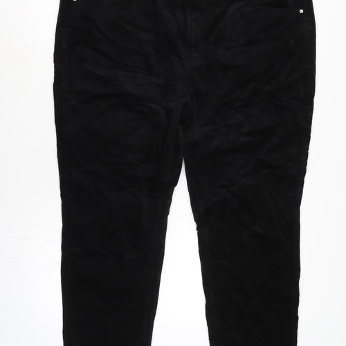 Marks and Spencer Womens Black Cotton Trousers Size 24 L27.5 in Regular Zip