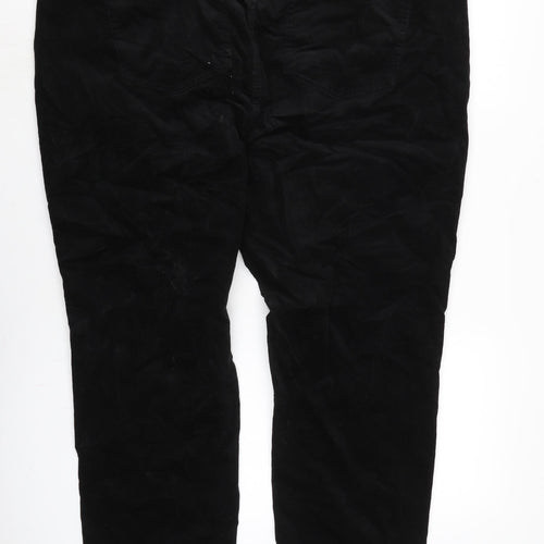 Marks and Spencer Womens Black Cotton Trousers Size 24 L27.5 in Regular Zip