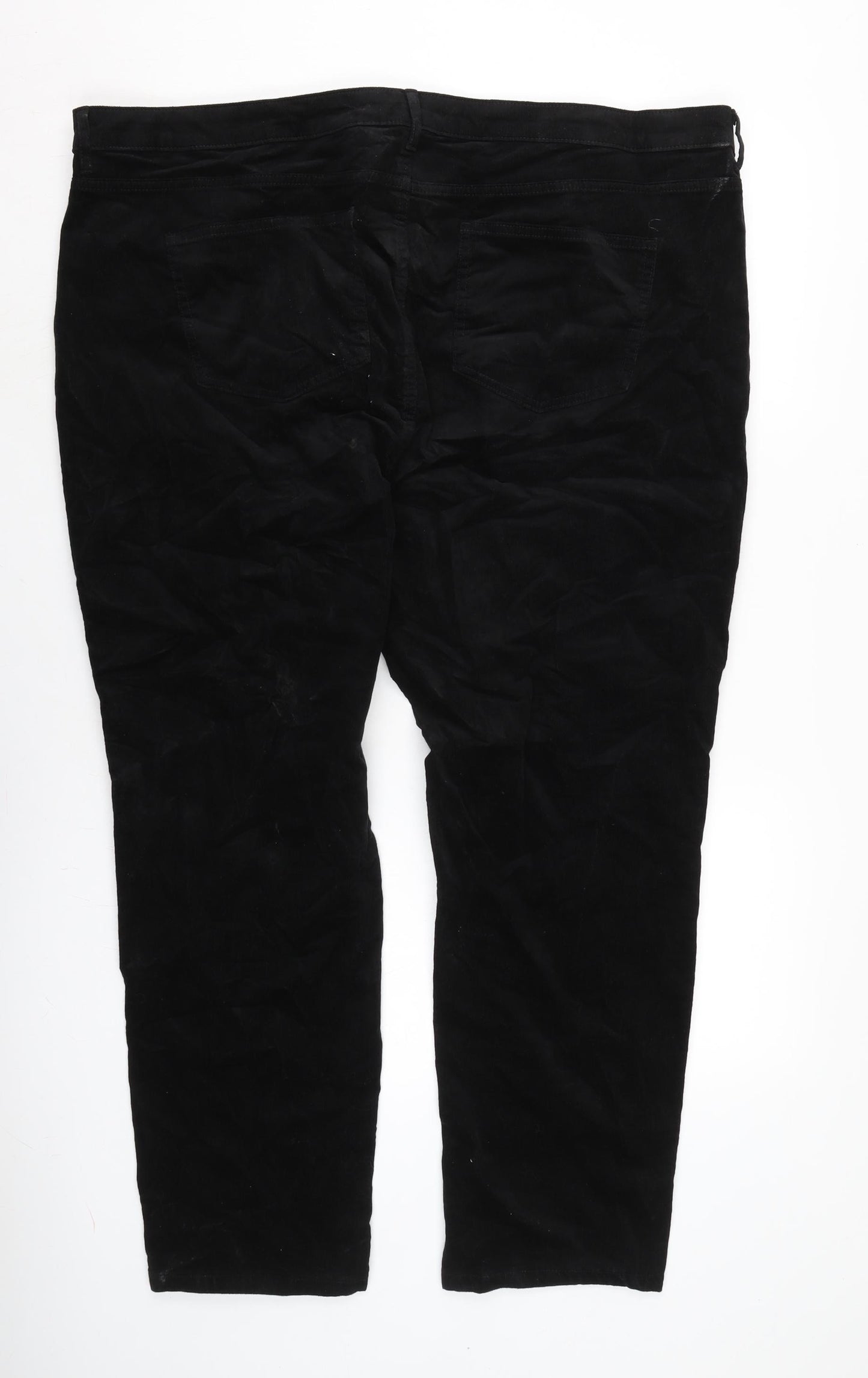 Marks and Spencer Womens Black Cotton Trousers Size 24 L27.5 in Regular Zip