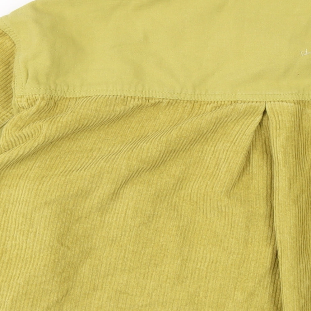 Thread & supply Womens Yellow Cotton Basic Button-Up Size S Collared - Raw Hem