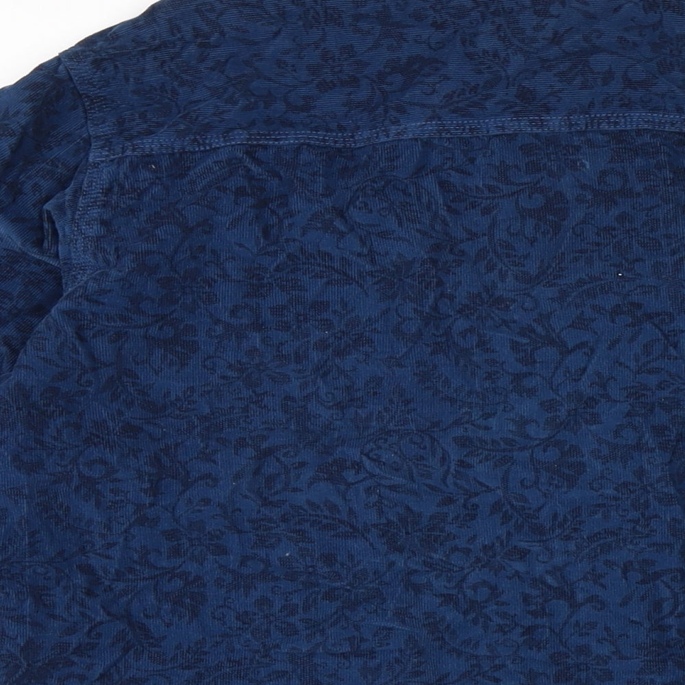 Marks and Spencer Womens Blue Cotton Basic Blouse Size 14 Collared - paisley pattern .