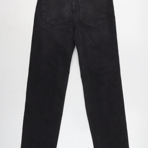 Marks and Spencer Womens Grey Cotton Blend Straight Jeans Size 6 L27 in Regular Zip - Sculpt.