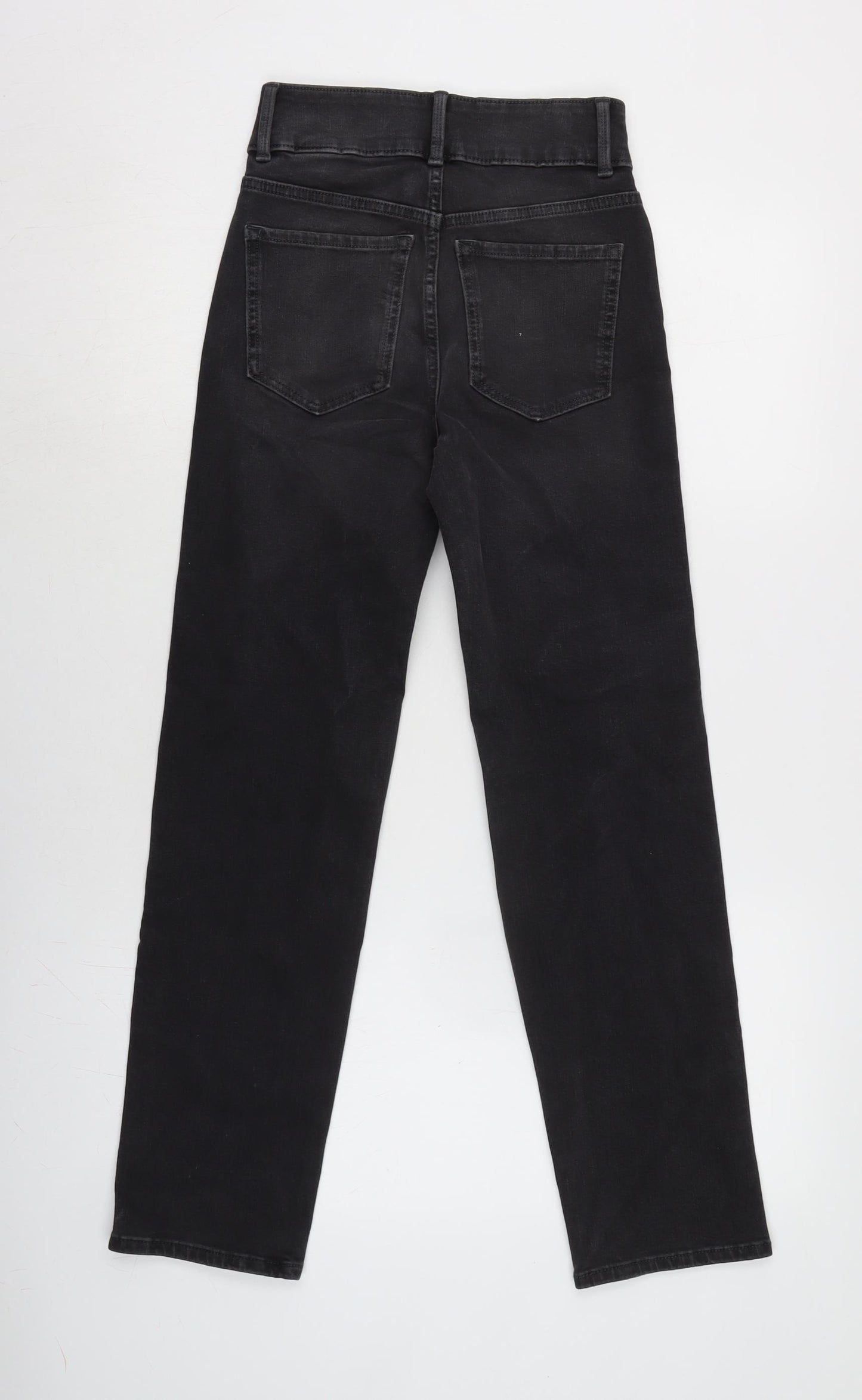 Marks and Spencer Womens Grey Cotton Blend Straight Jeans Size 6 L27 in Regular Zip - Sculpt.