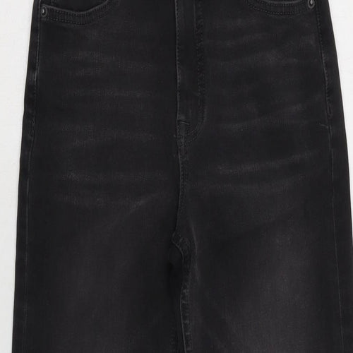 Marks and Spencer Womens Grey Cotton Blend Straight Jeans Size 6 L27 in Regular Zip - Sculpt.