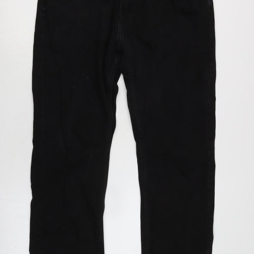 Marks and Spencer Mens Black Cotton Straight Jeans Size 36 in L31 in Regular Zip