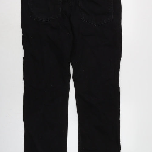 Marks and Spencer Mens Black Cotton Straight Jeans Size 36 in L31 in Regular Zip