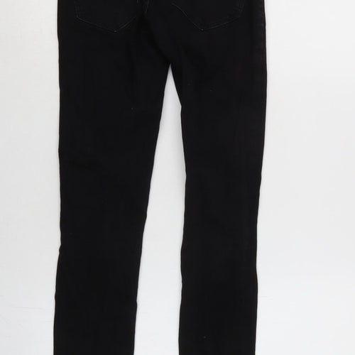 Zara Womens Black Cotton Blend Tapered Jeans Size 8 L26.5 in Regular Zip