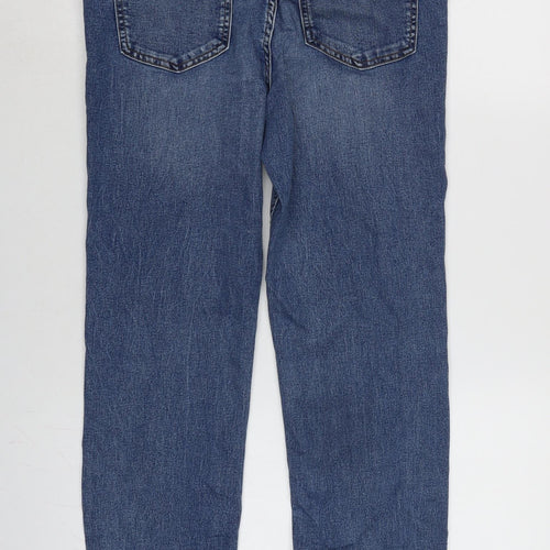 Marks and Spencer Womens Blue Cotton Blend Straight Jeans Size 12 L28 in Regular Zip