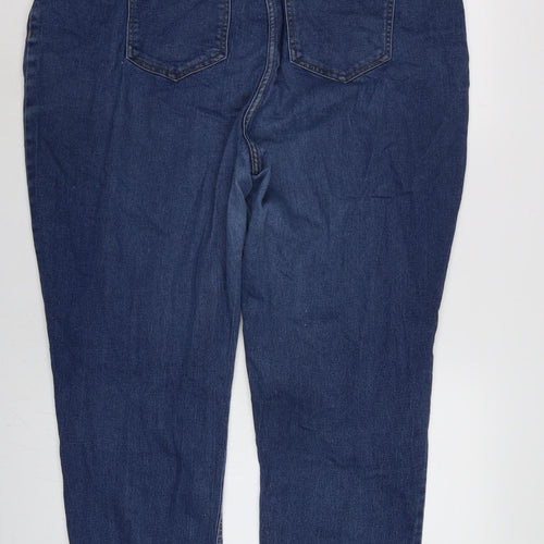 Marks and Spencer Womens Blue Cotton Blend Straight Jeans Size 20 L26.5 in Regular Zip