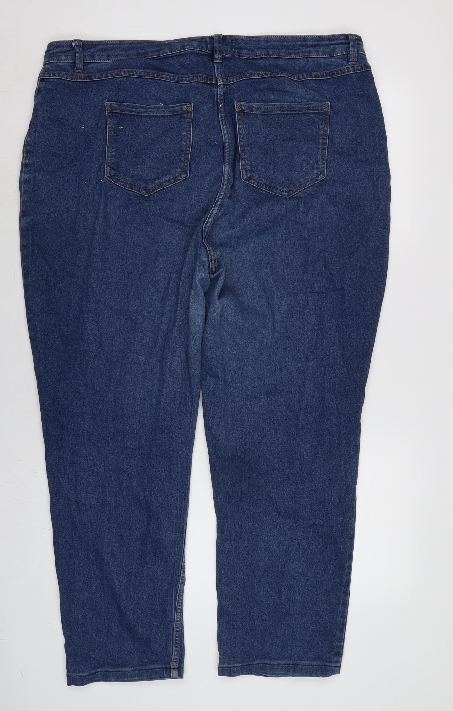 Marks and Spencer Womens Blue Cotton Blend Straight Jeans Size 20 L26.5 in Regular Zip