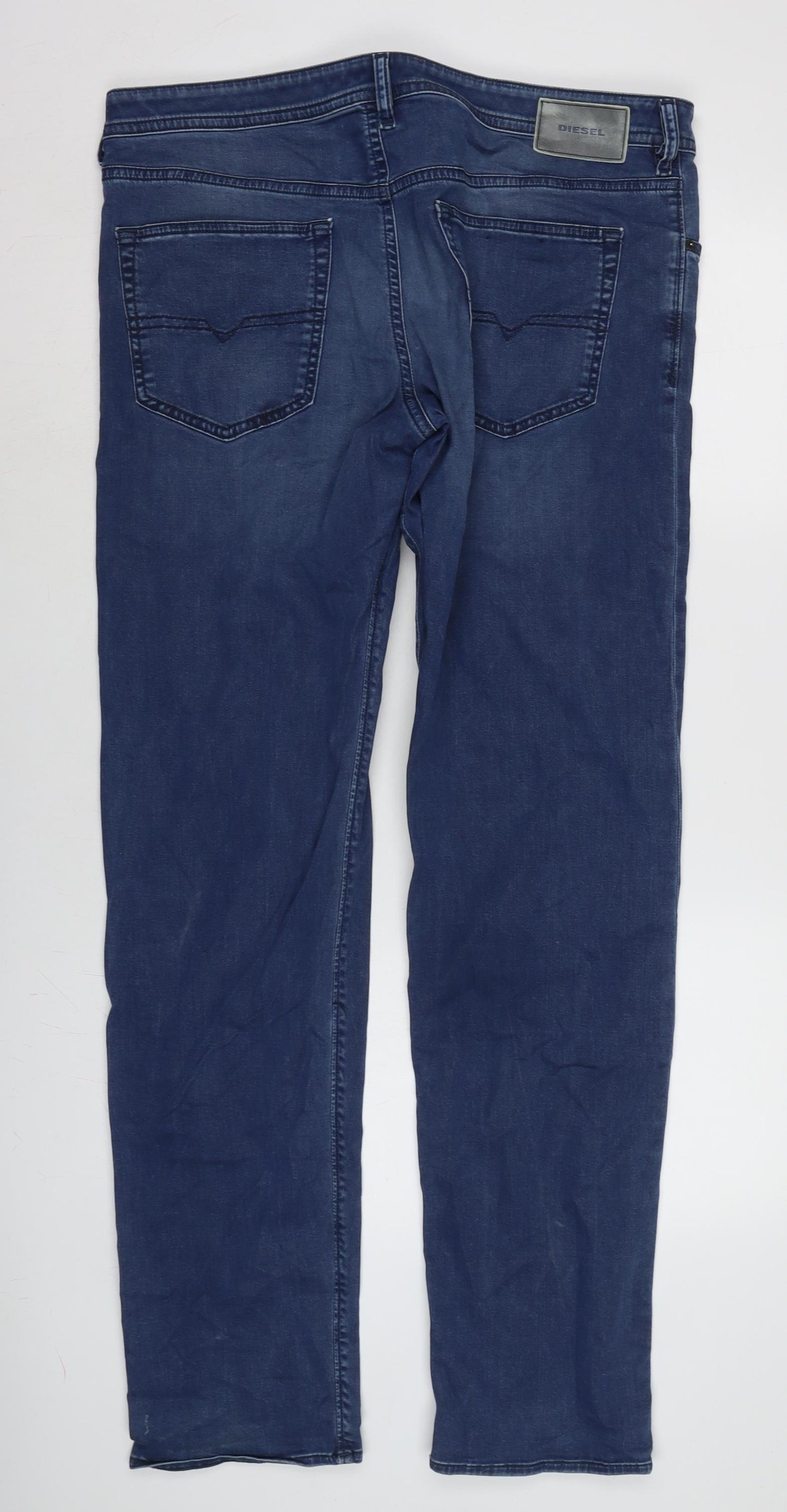 Diesel Mens Blue Cotton Blend Straight Jeans Size 36 in L34 in Regular Zip