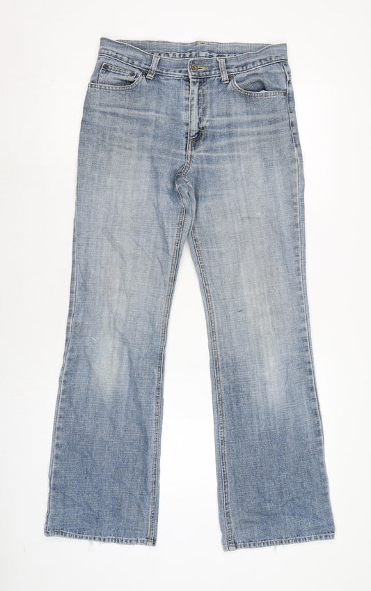 Marks and Spencer Womens Blue Cotton Bootcut Jeans Size 10 L30 in Regular Zip