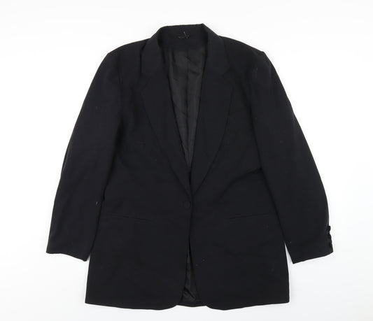 C&A Womens Black Polyester Jacket Blazer Size 14