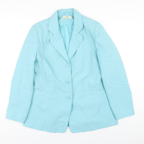 Classics Womens Blue Polyester Jacket Blazer Size 14