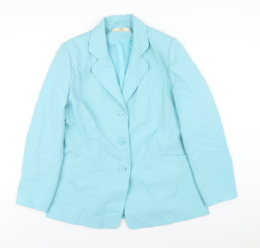 Classics Womens Blue Polyester Jacket Blazer Size 14