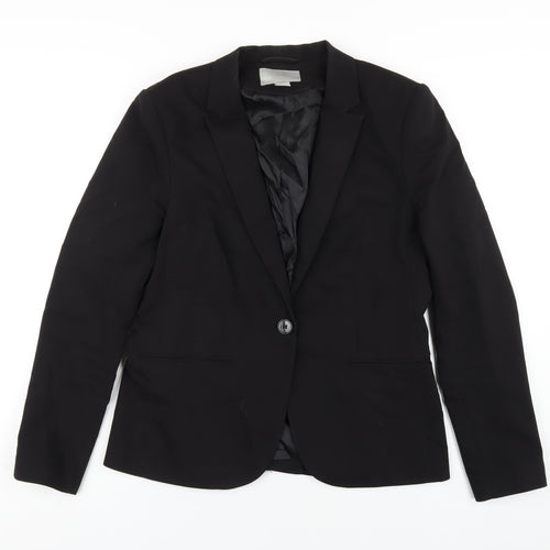 H&M Womens Black Cotton Jacket Blazer Size 14