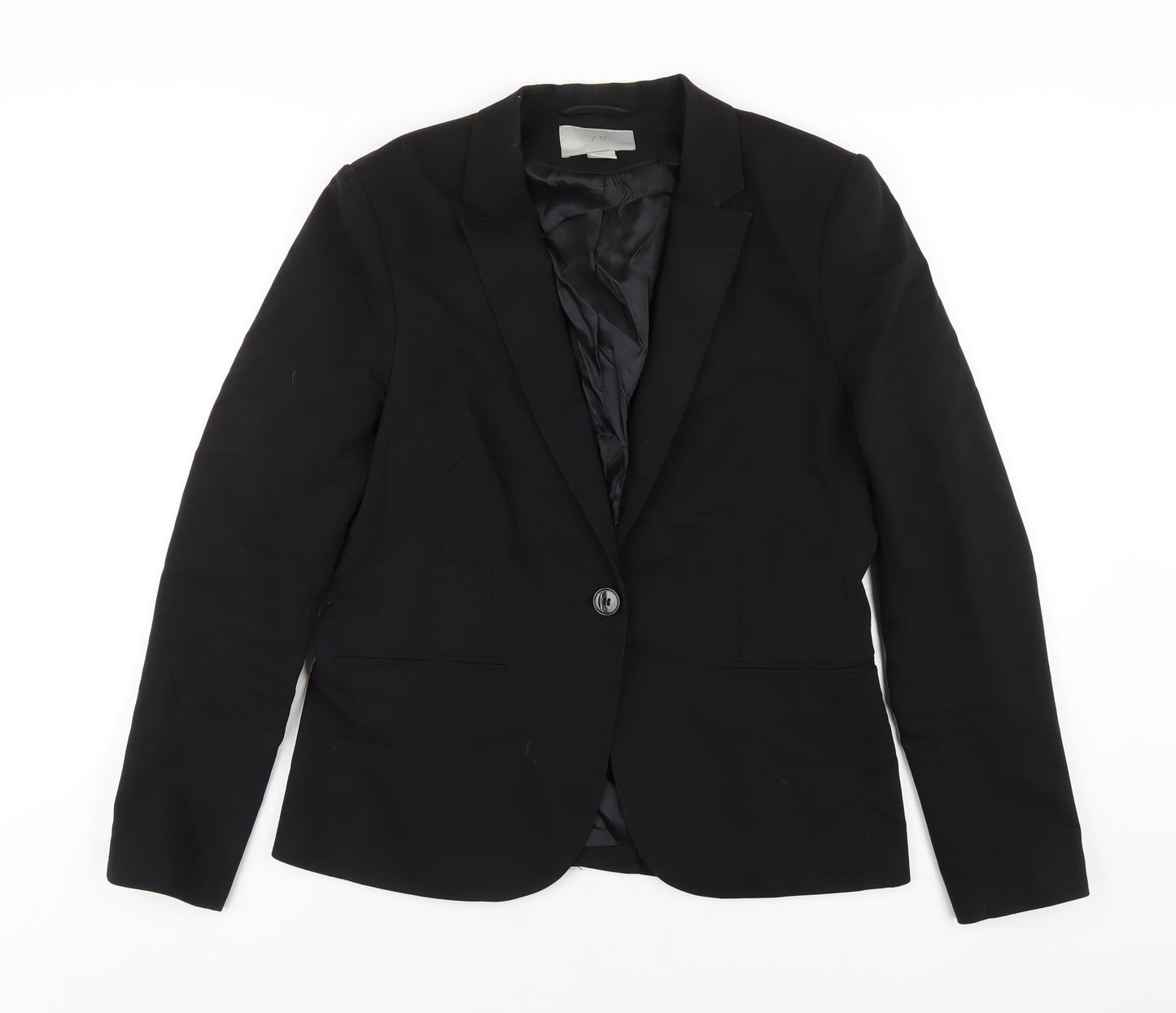 H&M Womens Black Cotton Jacket Blazer Size 14