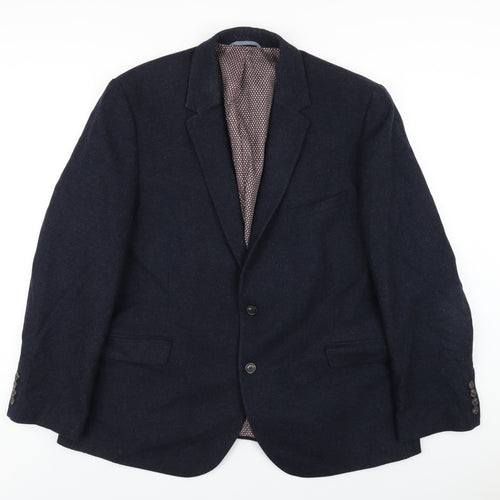 Marks and Spencer Mens Blue Wool Jacket Blazer Size 48 Regular