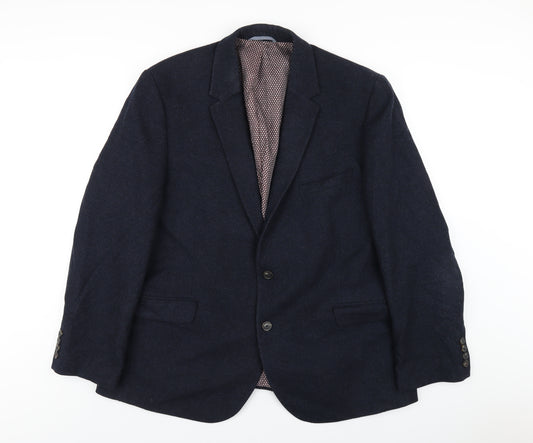 Marks and Spencer Mens Blue Wool Jacket Blazer Size 48 Regular