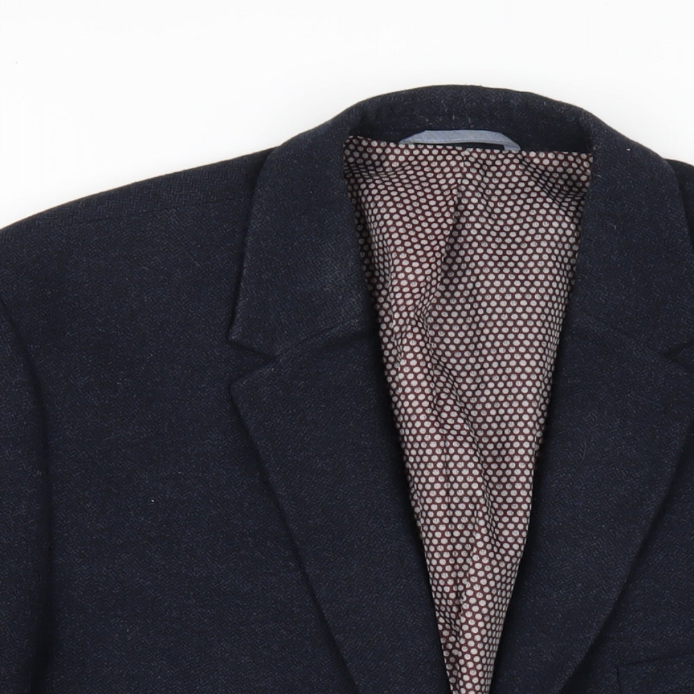 Marks and Spencer Mens Blue Wool Jacket Blazer Size 48 Regular