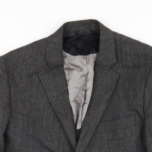 JUNK de LUXE Mens Grey Viscose Jacket Blazer Size 48 Regular