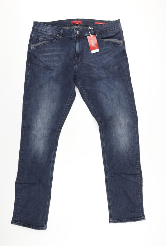 GUESS Mens Blue Cotton Skinny Jeans Size 36 in L33 in Regular Zip