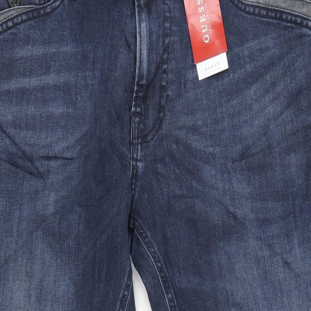 GUESS Mens Blue Cotton Skinny Jeans Size 36 in L33 in Regular Zip