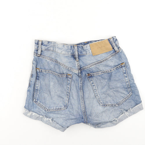 H&M Womens Blue Cotton Boyfriend Shorts Size 8 L3 in Regular Button