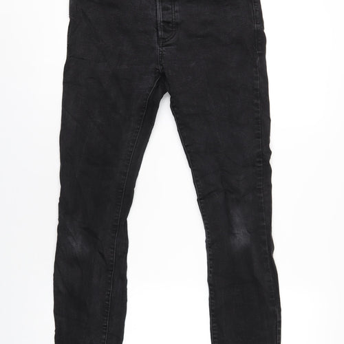 Topman Mens Black Cotton Straight Jeans Size 30 in L30 in Regular Button