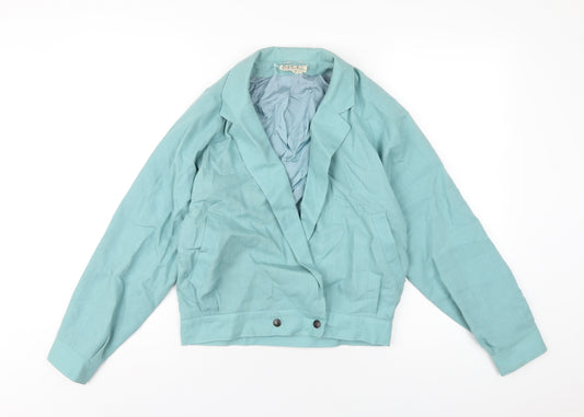 IMAGES Womens Blue Jacket Size 10 Snap