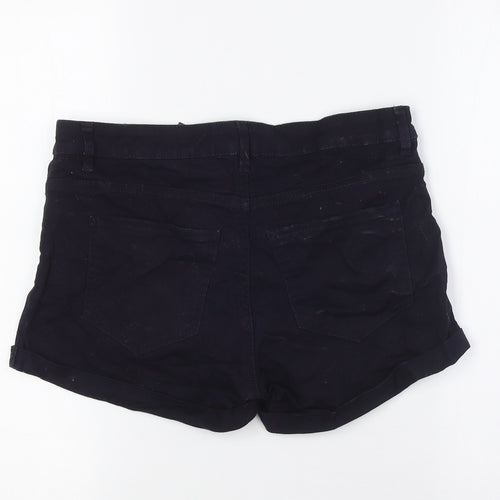 H&M Womens Blue Cotton Basic Shorts Size 8 Regular Zip