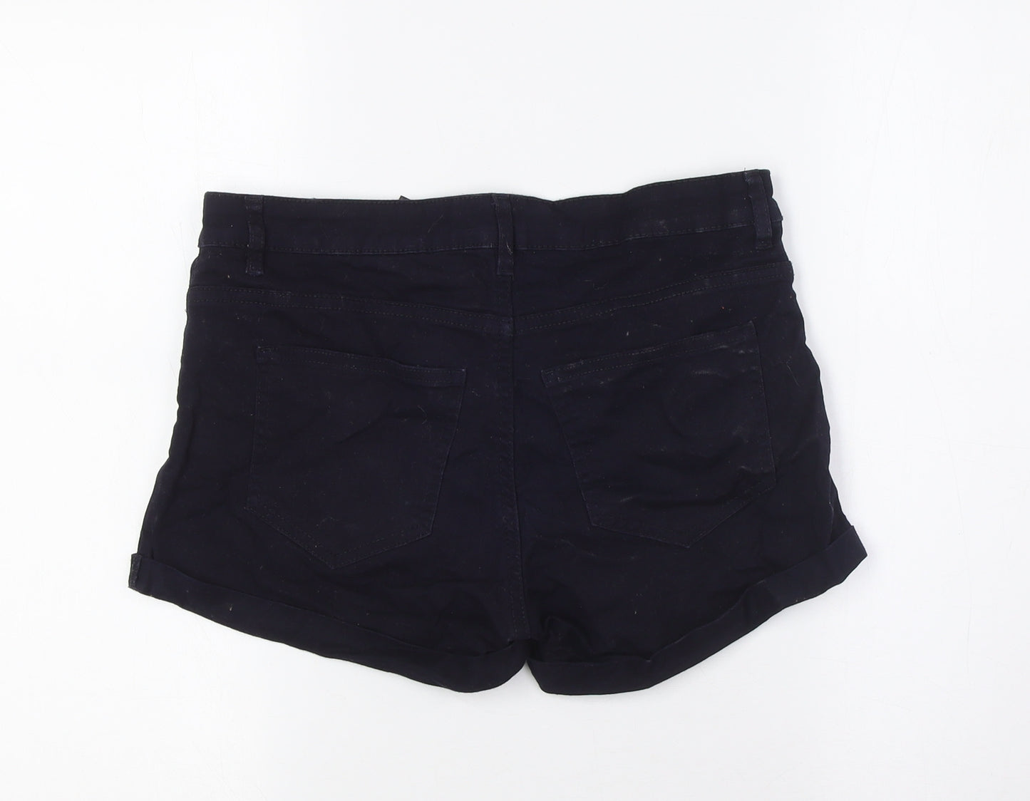 H&M Womens Blue Cotton Basic Shorts Size 8 Regular Zip