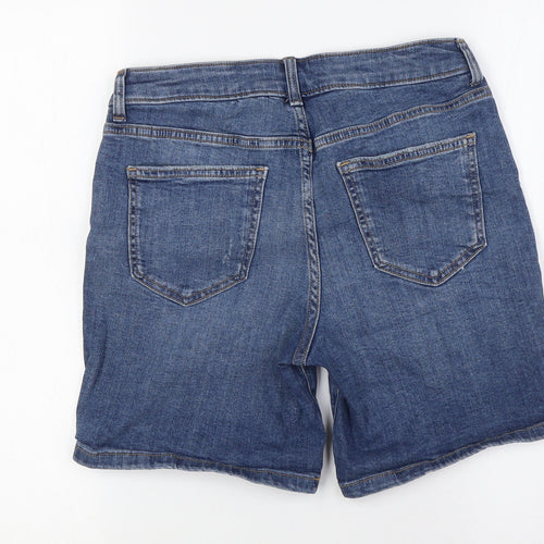 TU Womens Blue Cotton Basic Shorts Size 8 L6.5 in Regular Zip