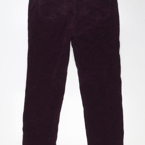 Marks and Spencer Womens Purple Cotton Trousers Size 16 L30 in Regular Zip