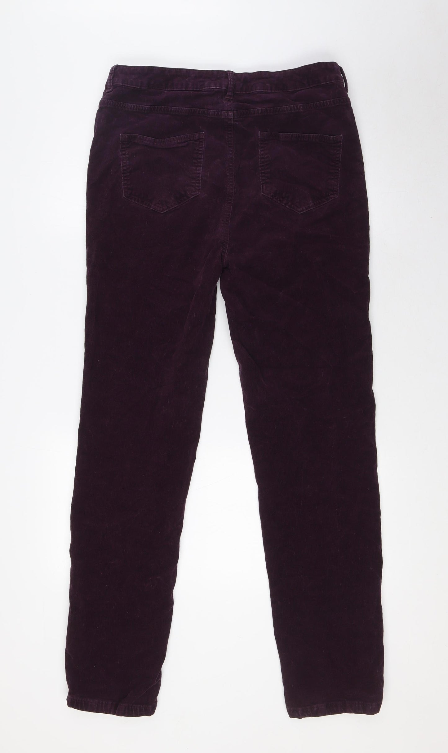 Marks and Spencer Womens Purple Cotton Trousers Size 16 L30 in Regular Zip