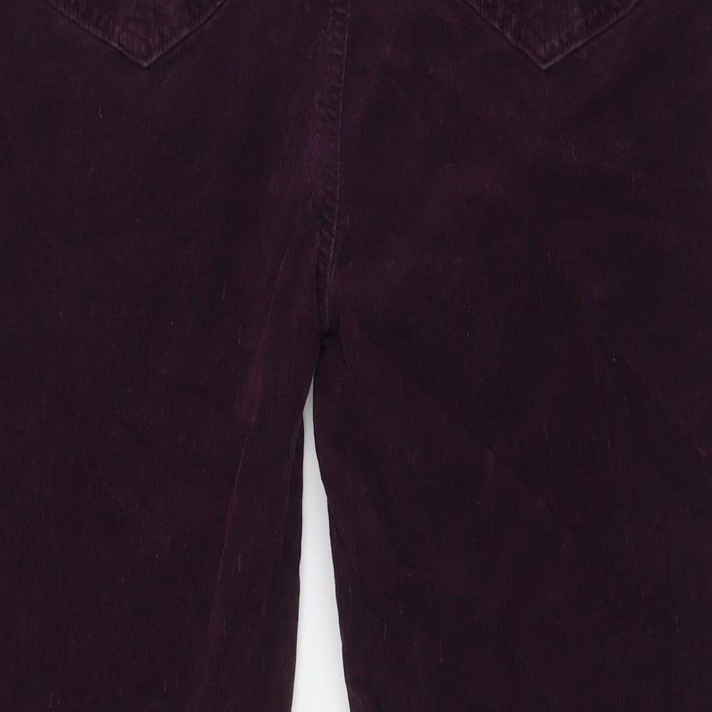 Marks and Spencer Womens Purple Cotton Trousers Size 16 L30 in Regular Zip