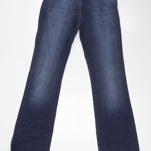 NEXT Womens Blue Cotton Bootcut Jeans Size 10 L33 in Regular Zip