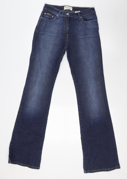 NEXT Womens Blue Cotton Bootcut Jeans Size 10 L33 in Regular Zip