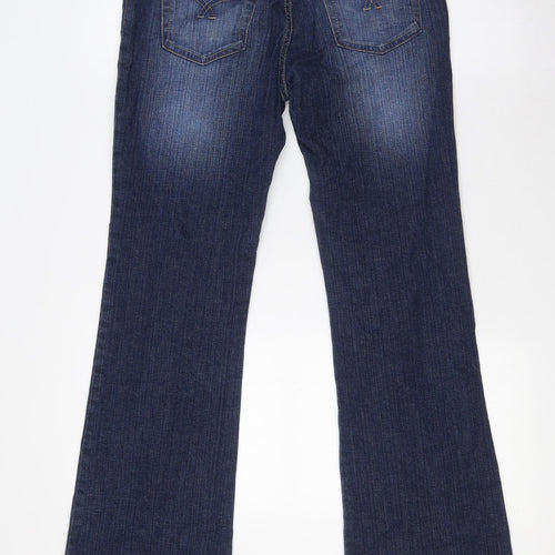 NEXT Womens Blue Cotton Bootcut Jeans Size 10 L33 in Regular Zip