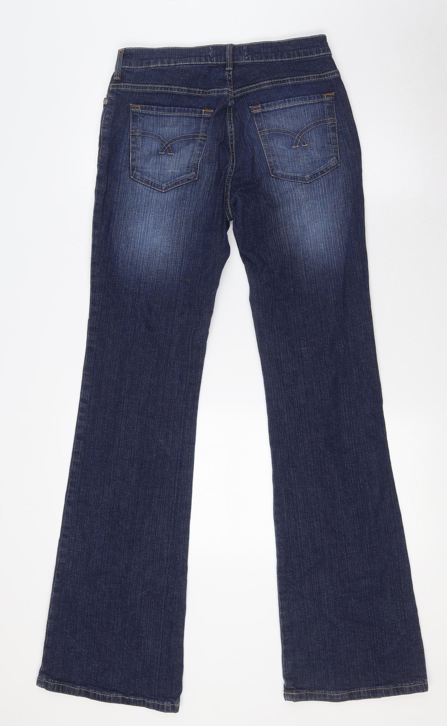 NEXT Womens Blue Cotton Bootcut Jeans Size 10 L33 in Regular Zip